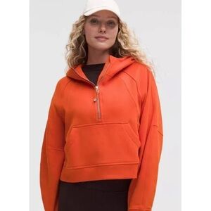 Lululemon Scuba Oversized Funnel Neck Half-Zip Rover M/L Orange WMCO